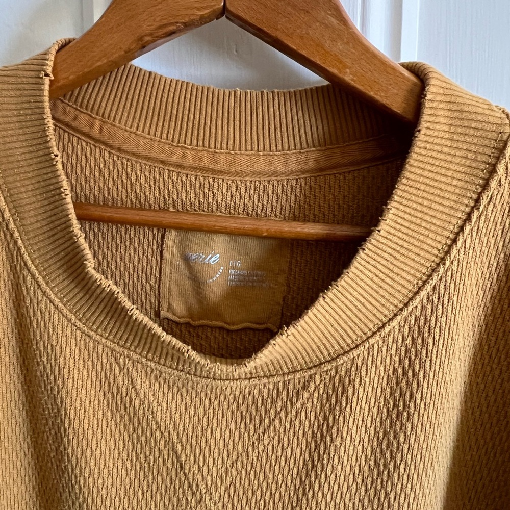Aerie Mustard Yellow Oversized Waffle LS WMs Size LG